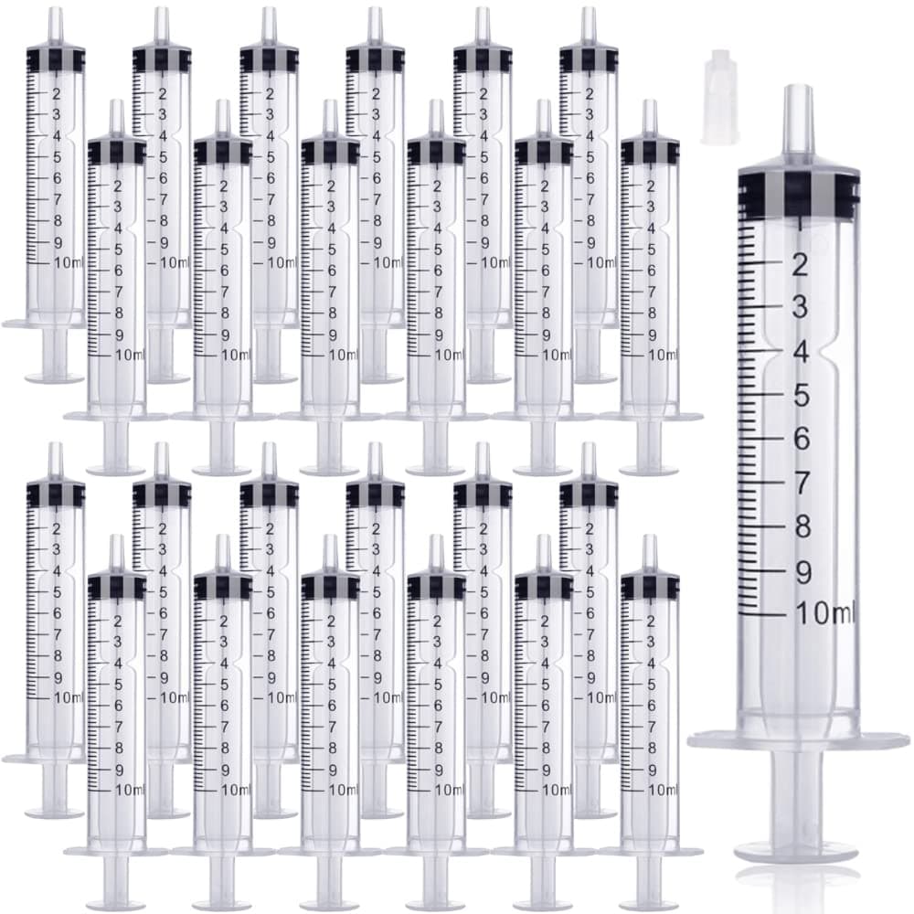 25 Packs 10ml Plastic Syringe, Luer Slip Tip with Cover Cap, Syringes for Liquid Jello Shots, Measuring, Watering, Refilling, Feeding