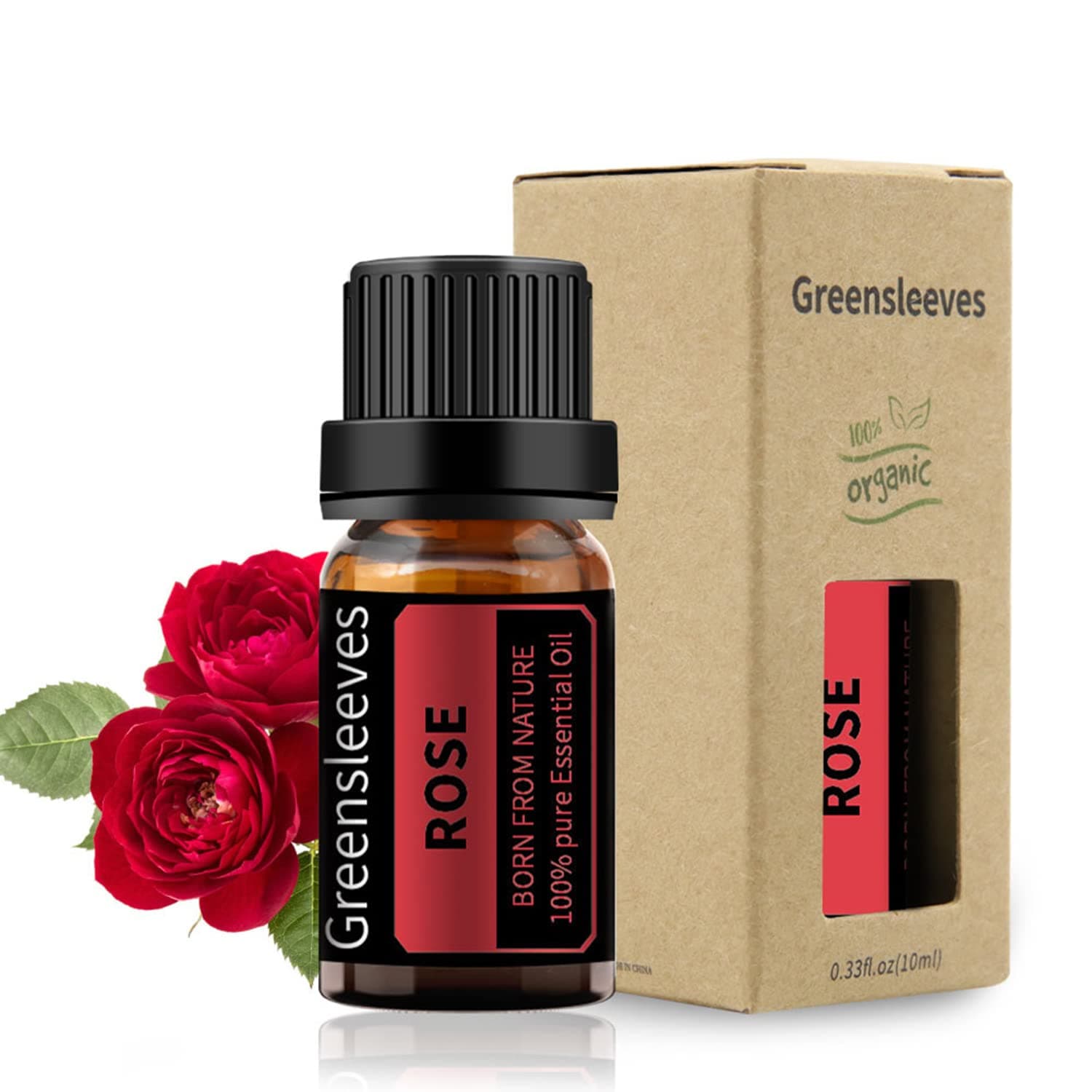 GREENSLEEVES Rose Essential Oil, 10ml Pure Plant-Based Fragrance Oil for Aromatherapy, Essential Oils for Diffuser, Air Freshener, Massage, Bath Bomb, Scented Candle Soap Making
