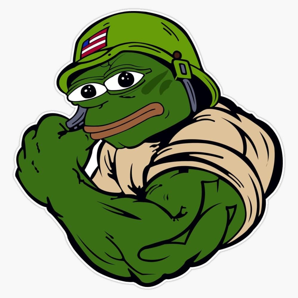 Pepe The Frog Military Soldier War Funny Meme Window Bumper Sticker Decal 5"