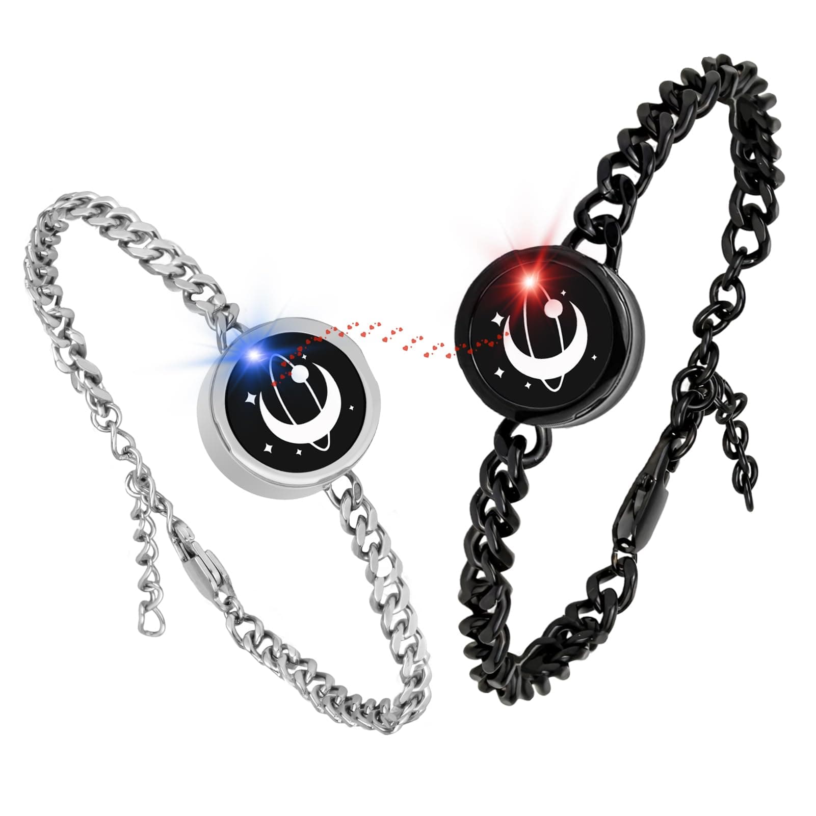 Long Distance Touch Bracelets,Couples Bracelets, Remote Smart Matching Bracelet for Couples Suitable for Long Distance Relationship Girlfriend Boyfriend Passing on Love and Miss Xmas Festivals Gifts