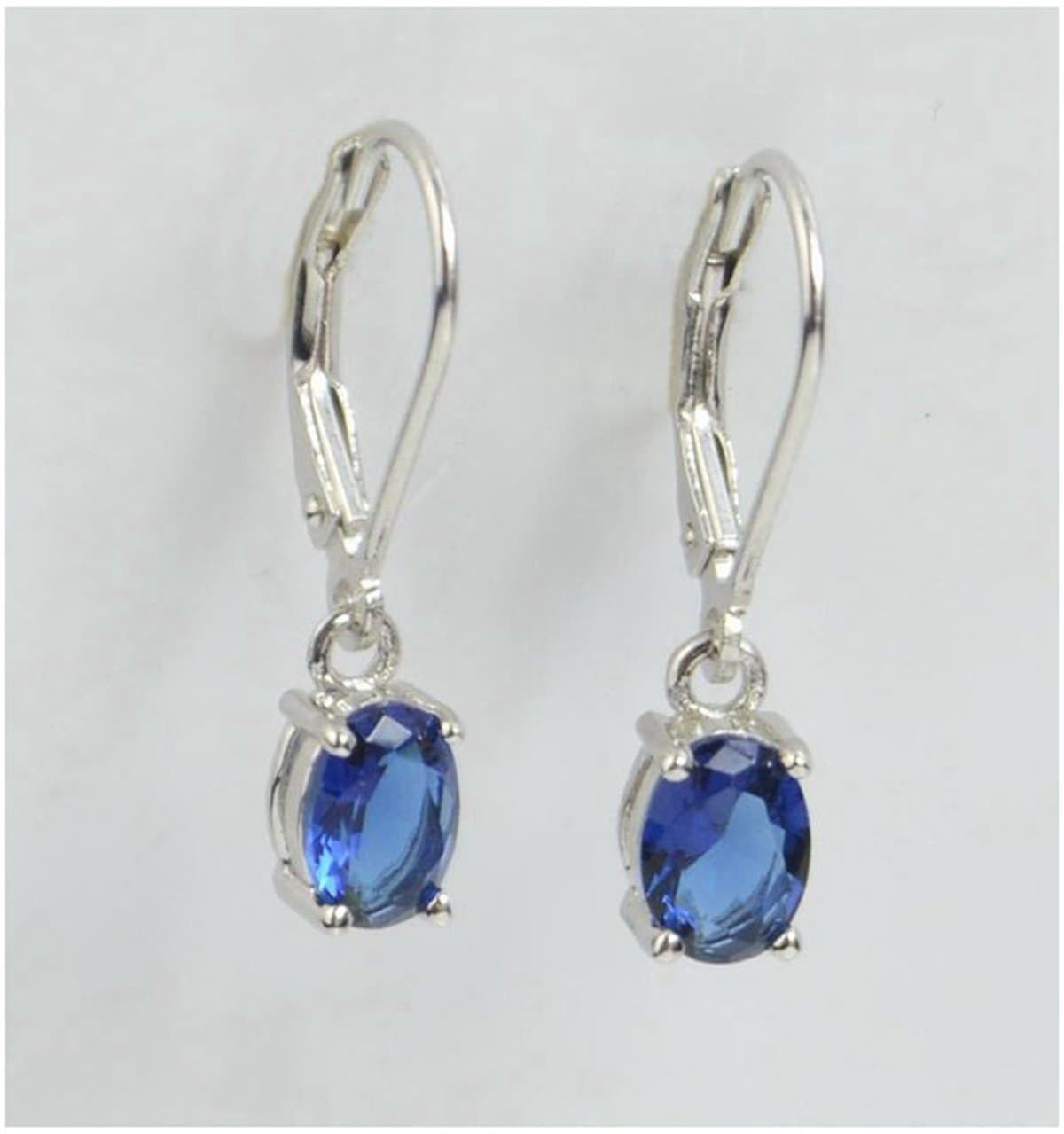 LongJin King Genuine Tanzanite Lever-Back Earrings in Sterling Silver