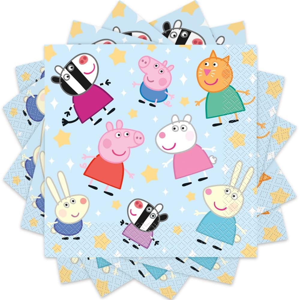 Unique Blue Peppa Pig Luncheon Napkins (Pack Of 16) | Adorable Party Decor, Perfect for Kids Parties & Fun Events