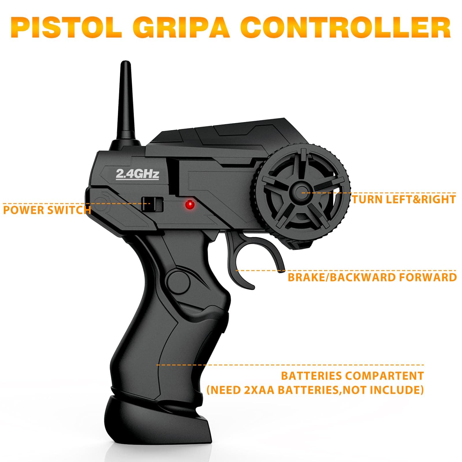 RC Drift Car 1/24 2.4GHz Remote Control Car 4WD High Speed Drifting RC Cars with LED Light and Drift Tires Racing Toy Cars for Boys Girls Kids Adults (Orange)