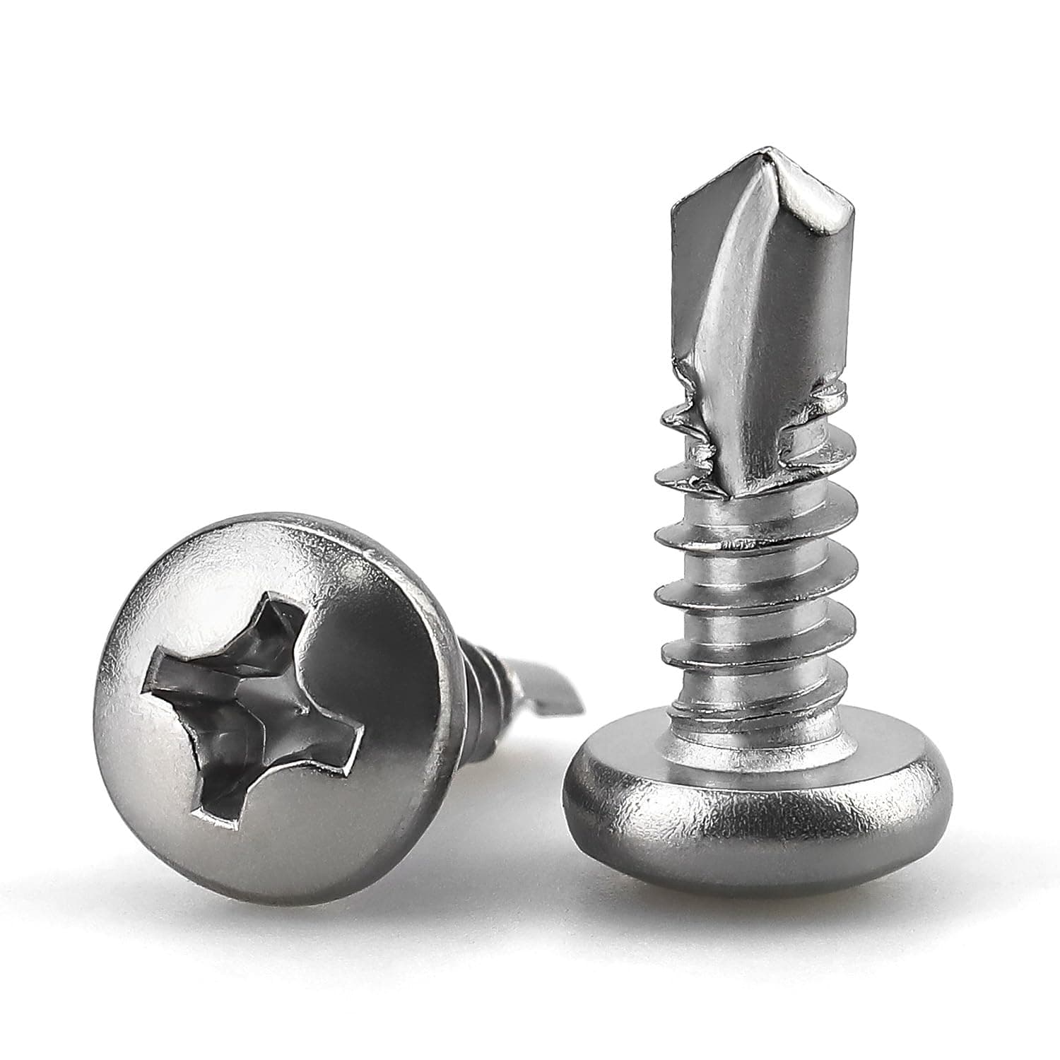 #6 x 1/2" Pan Head Self Drilling Screws, Phillips Drive, 410 Stainless Steel Sheet Metal Screws,Self Tapping, Dovetail, Pack of 100