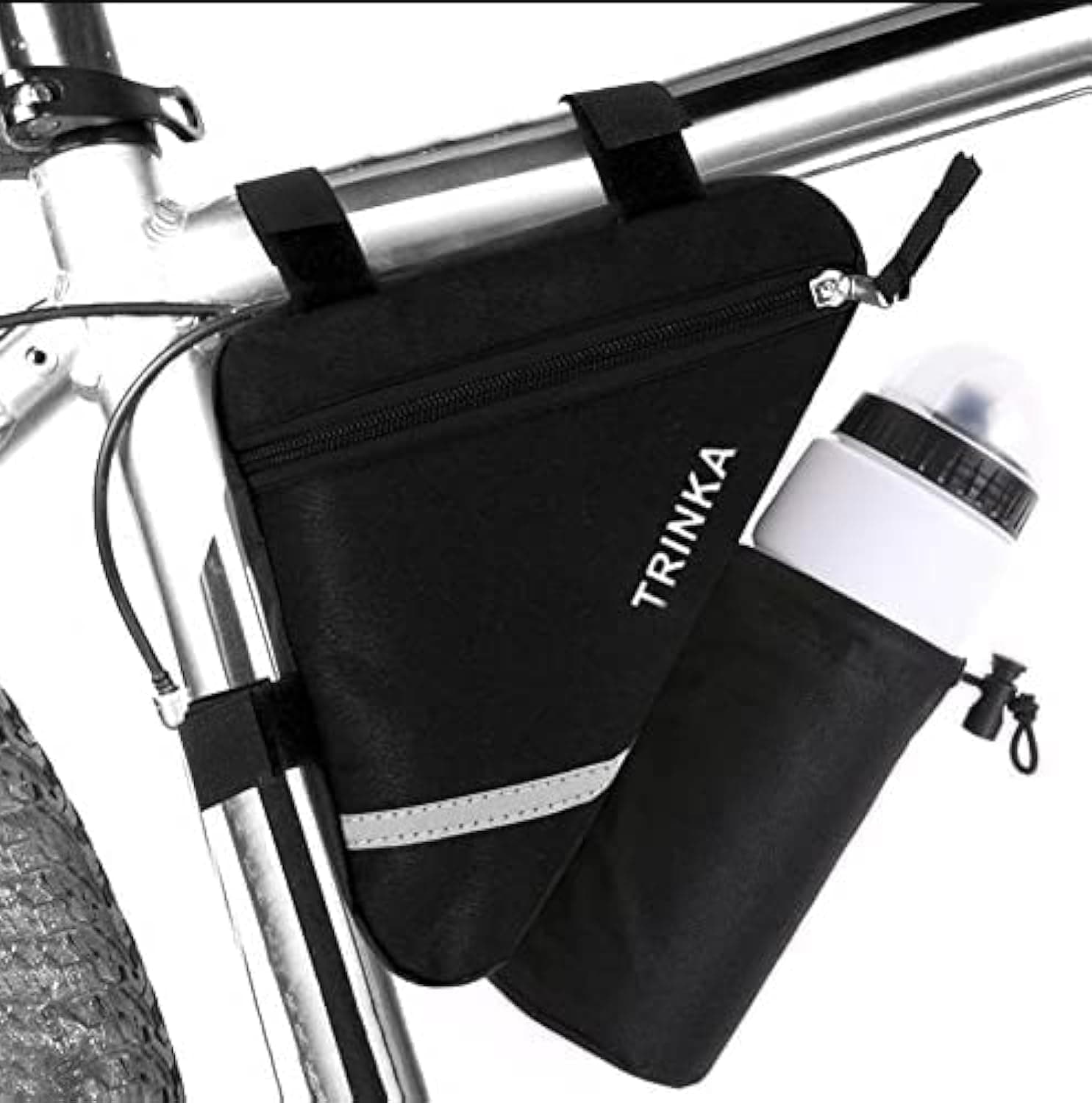Bike Triangle Cycling Bicycle Front Tube Frame Pouch Saddle Bag With Reflective Stripe - Cycling Bike Front Pack With Water Bottle Pocket