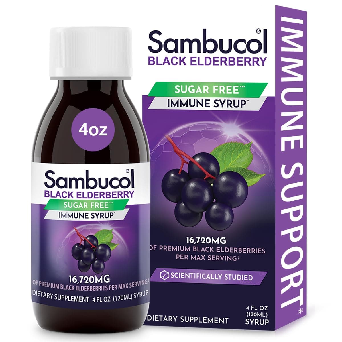 Sambucol Sugar-Free Black Elderberry Syrup - Sambucus Elderberry Syrup for Adults Immune Support, Elderberry Liquid, Elderberry Extract - 4 Fl Oz