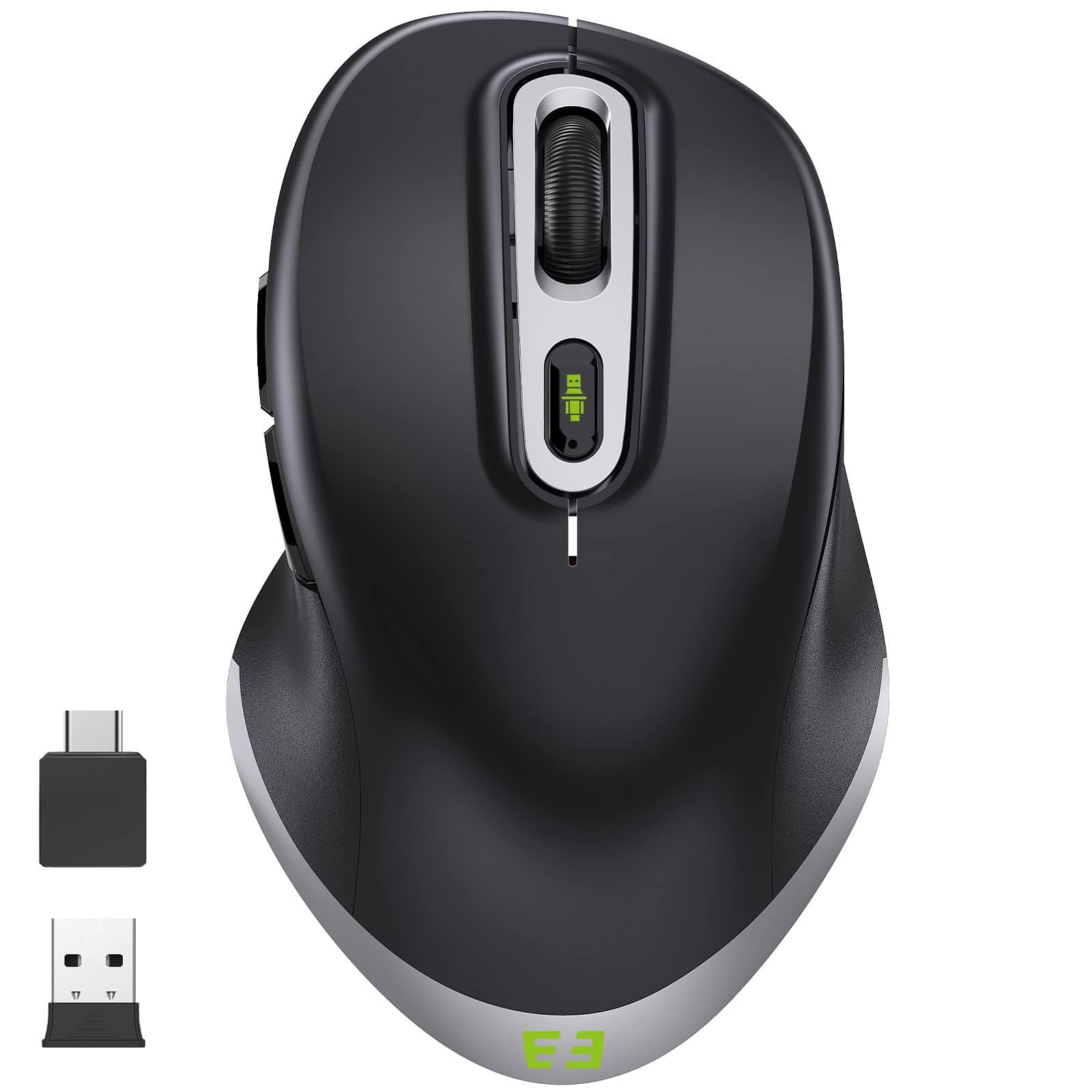seenda Type C Wireless Mouse, 2.4G USB C and USB A Dual Mode Computer Mice, Ergonomic Design&Silent Clicking, 1000/1600/2400 Adjustable DPI, for Window PC Laptop MacBook Pro/Air Tablet