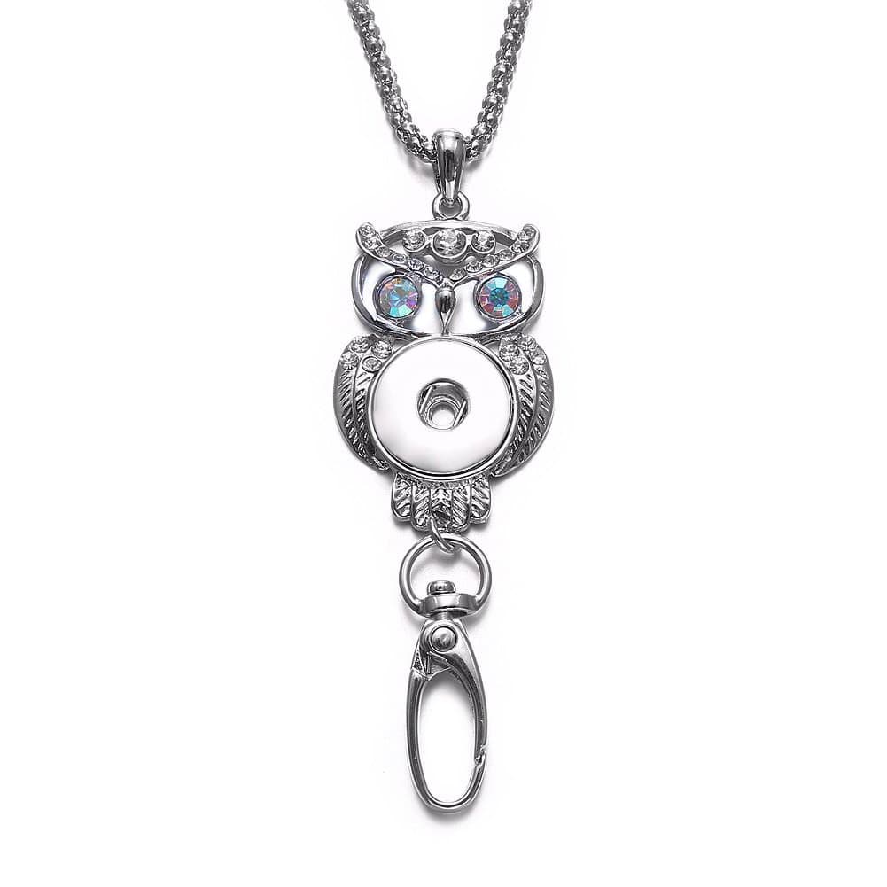 Soleebee 34.3 inches Office Lanyard Snap Button Jewelry ID Badge Lanyard Necklace with Swivel Oval Clasp for ID Badges Keys (Colorful Eyes Owl)
