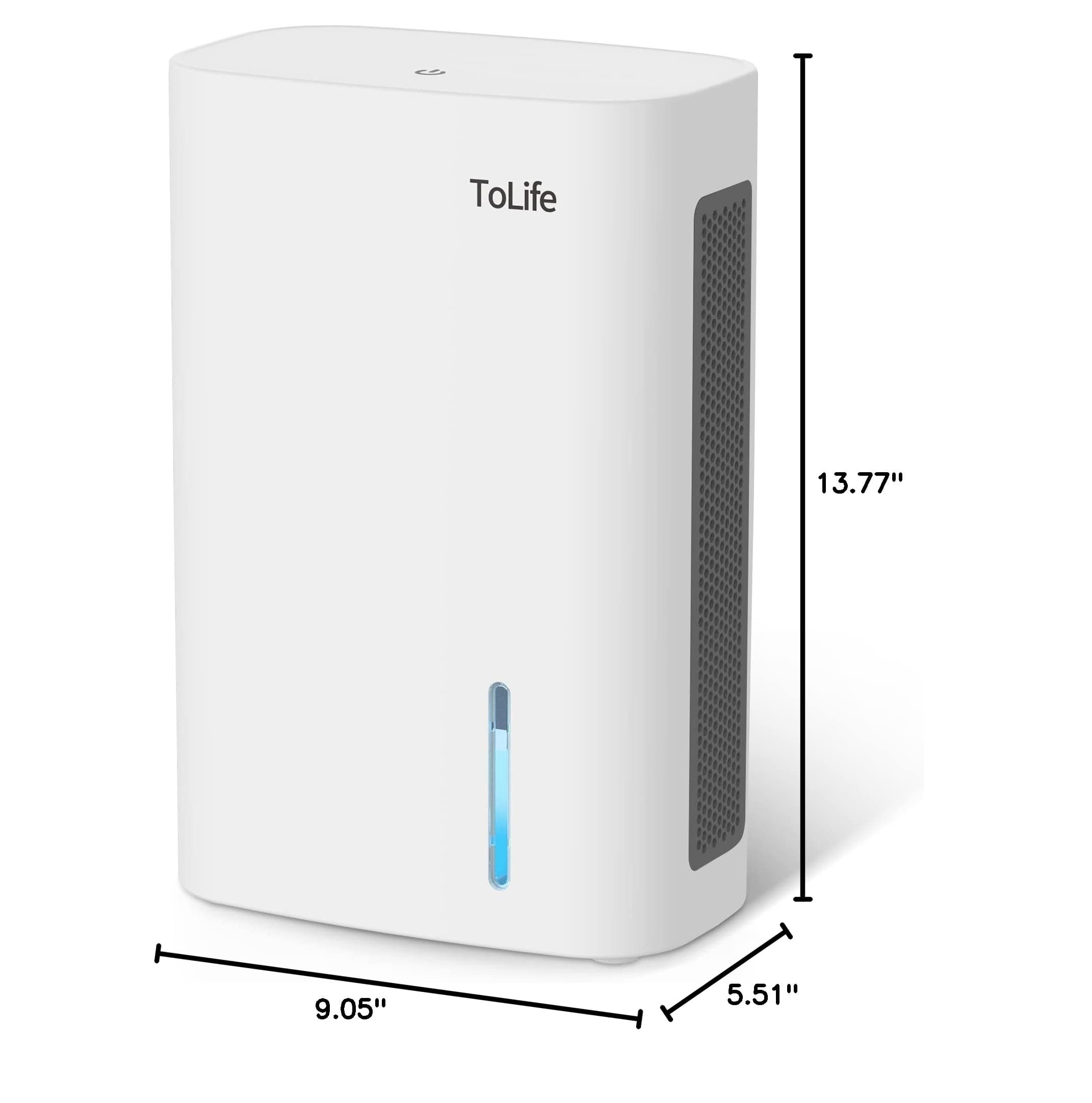 ToLife Dehumidifiers for Bathroom, 62 OZ Dehumidifier with Auto Shut Off, Sleep Mode (800 sq. ft) Portable White Dehumidifier for Bedroom, Basement, Home, RV, 7 Colors LED Light (TZ-C4S)