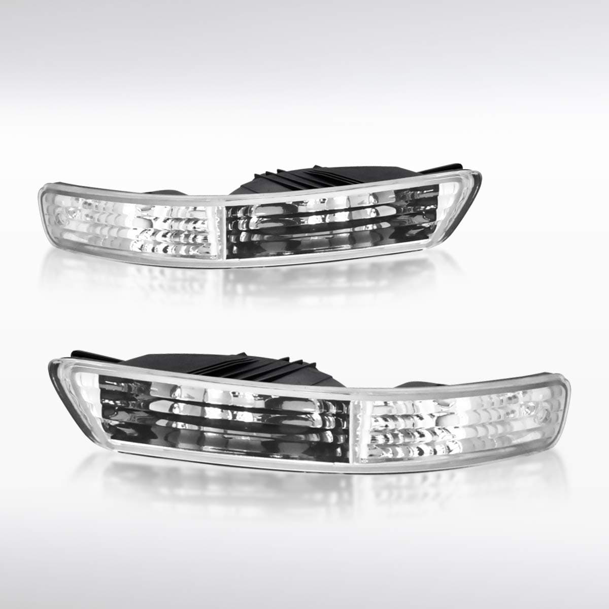 Autozensation Compatible with Acura Integra 1998-2001, Chrome Housing Clear Lens Bumper Lights, L+R Pair Assembly