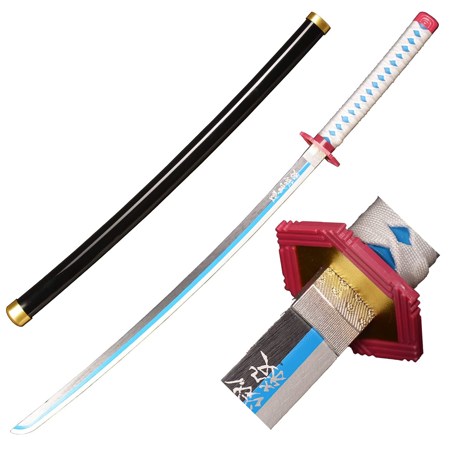 HHJMFD Sword in Cosplay and Anime Demon Slayer Tomioka Giyuu's Wooden Samurai Katana Short Length Version