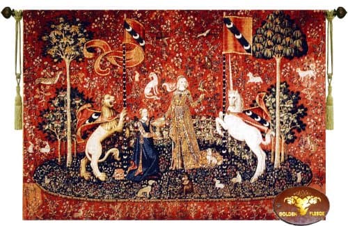 Decor Plus Taste-The Lady and The Unicorn Medieval Jacquard Woven 55" w X 41" l Wall Hanging Tapestry
