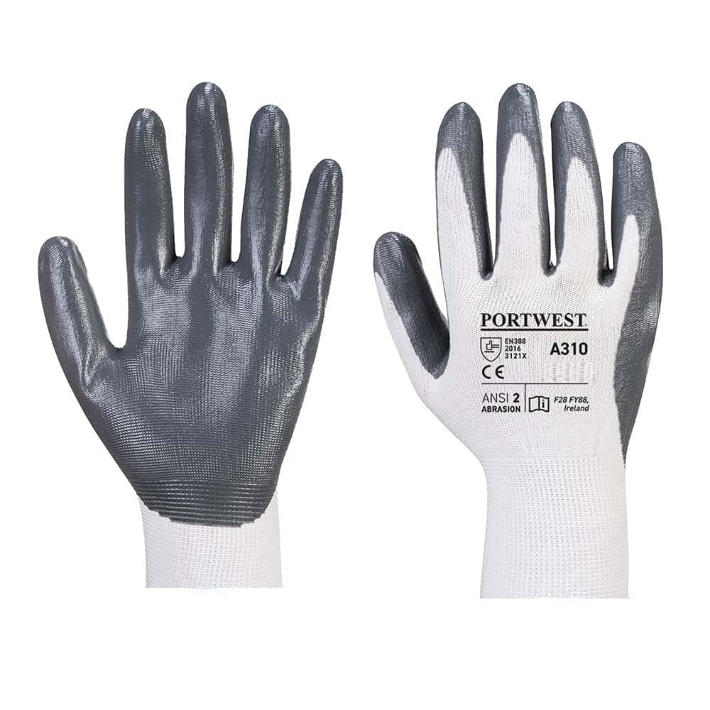 A310 Abrasion Resistant Flexo Grip Nitrile Glove Grey/White, Medium