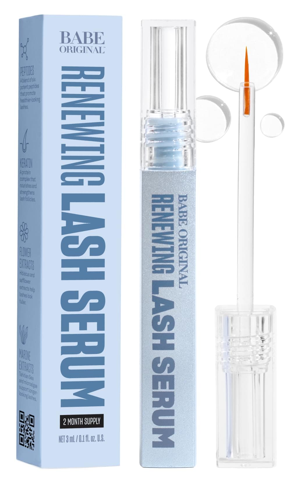 Renewing Lash Serum – Prostaglandin-Free, Peptide-Infused Gentle Lash Serum for Fuller, Longer-Looking Lashes, Lash Enhancing Treatment with Nourishing Botanicals, Vegan & Cruelty-Free