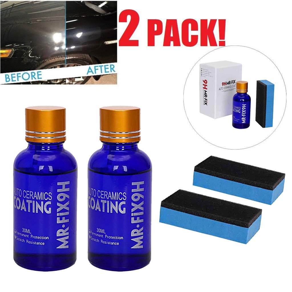 Car Glass Coating,Car Ceramic Nano-Plated Crystal 30Ml Set Car Liquid Ceramic Coat Car Super Hydrophobic Glass Coating Universal Anti-Scratch 9H Care Supplies (2Pc, Blue)