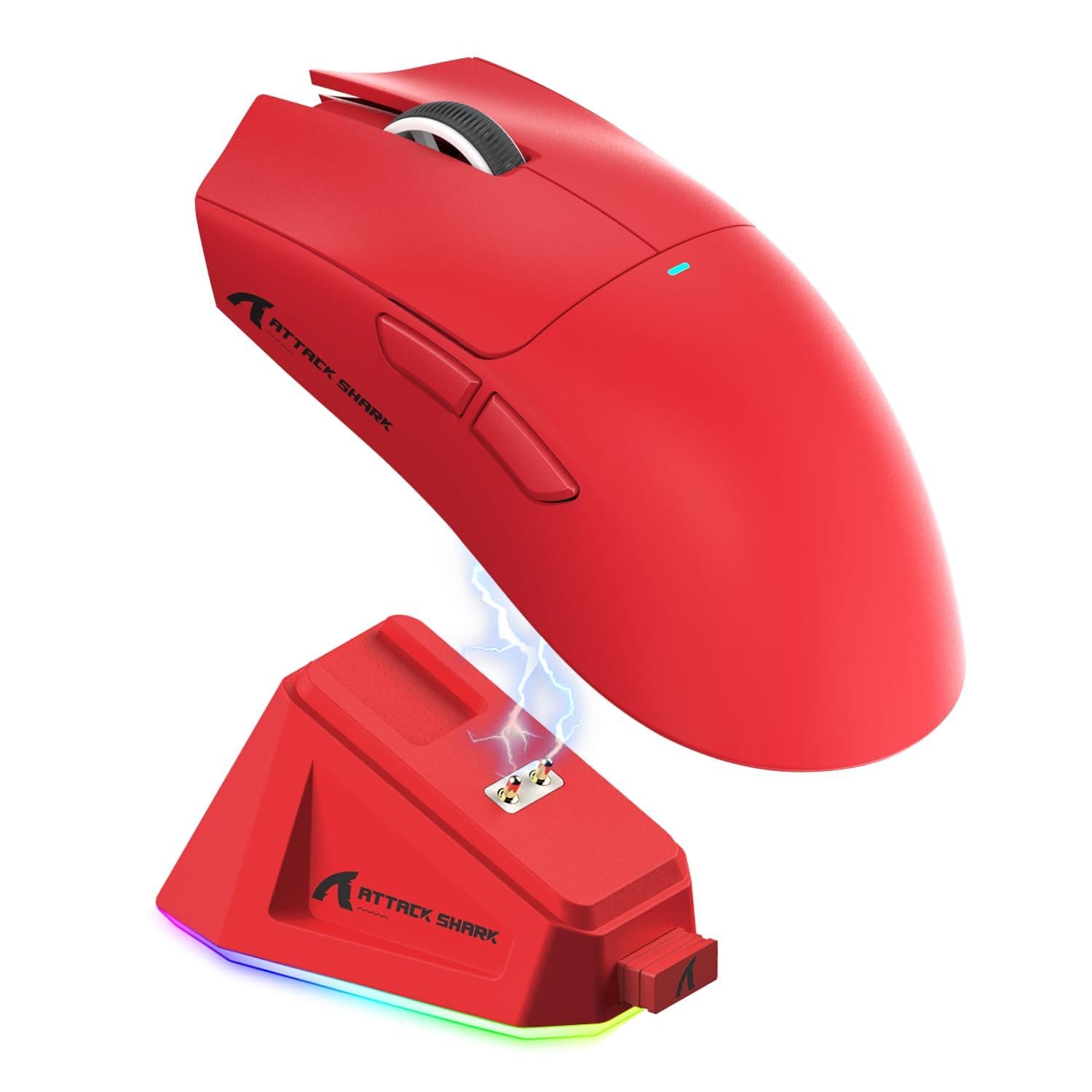 Attack Shark X11 59g Super Lightweight Wireless Gaming Mouse with RGB Magnetic Charging Dock,BT/2.4G Wireless/Wired Mouse,22000 DPI,5 Programmable Buttons for PC/Laptop/Mac(Red)