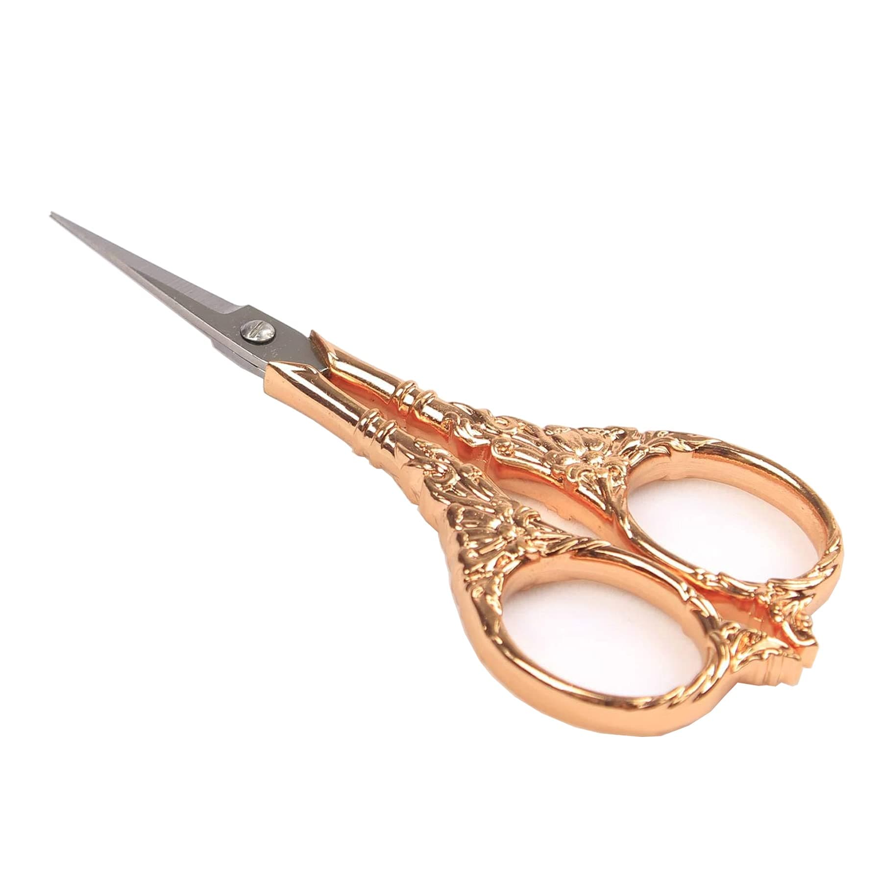 BIHRTC Vintage European Style Scissors Stainless Steel for Cross Stitch Cutting Embroidery Sewing Handcraft Craft Art Work DIY Tool(Rose Gold)