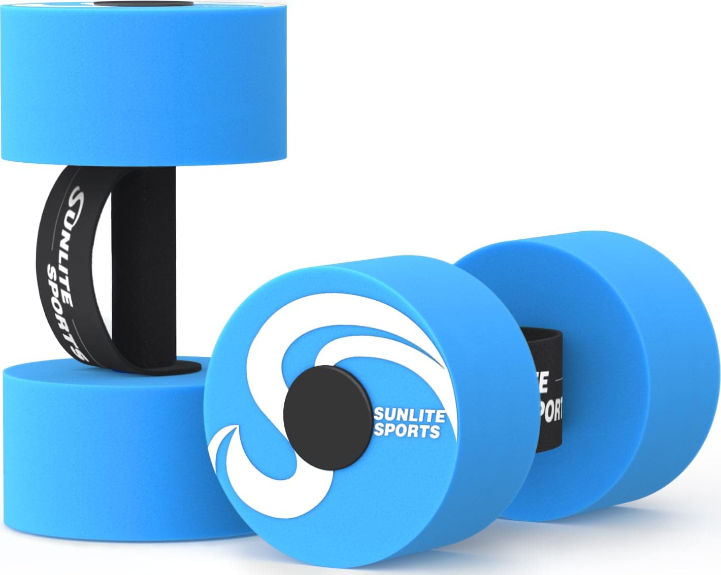 Sunlite Sports Water Weights Pool Exercise Dumbbells, Water Aerobic Equipment, High-Density EVA-Foam Dumbbell with Handle Strip, Aqua Therapy, Pool Fitness, Water Exercise, Set of 2