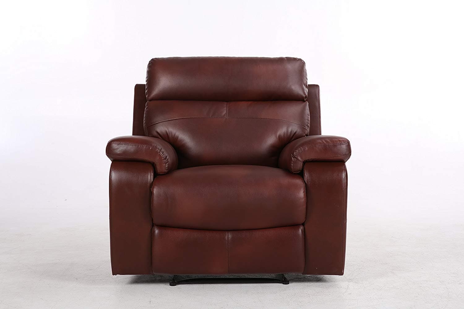 Halter Bonded Leather Recliner Sofa Chair - Modern Reclining Lounge Chair - Cherry