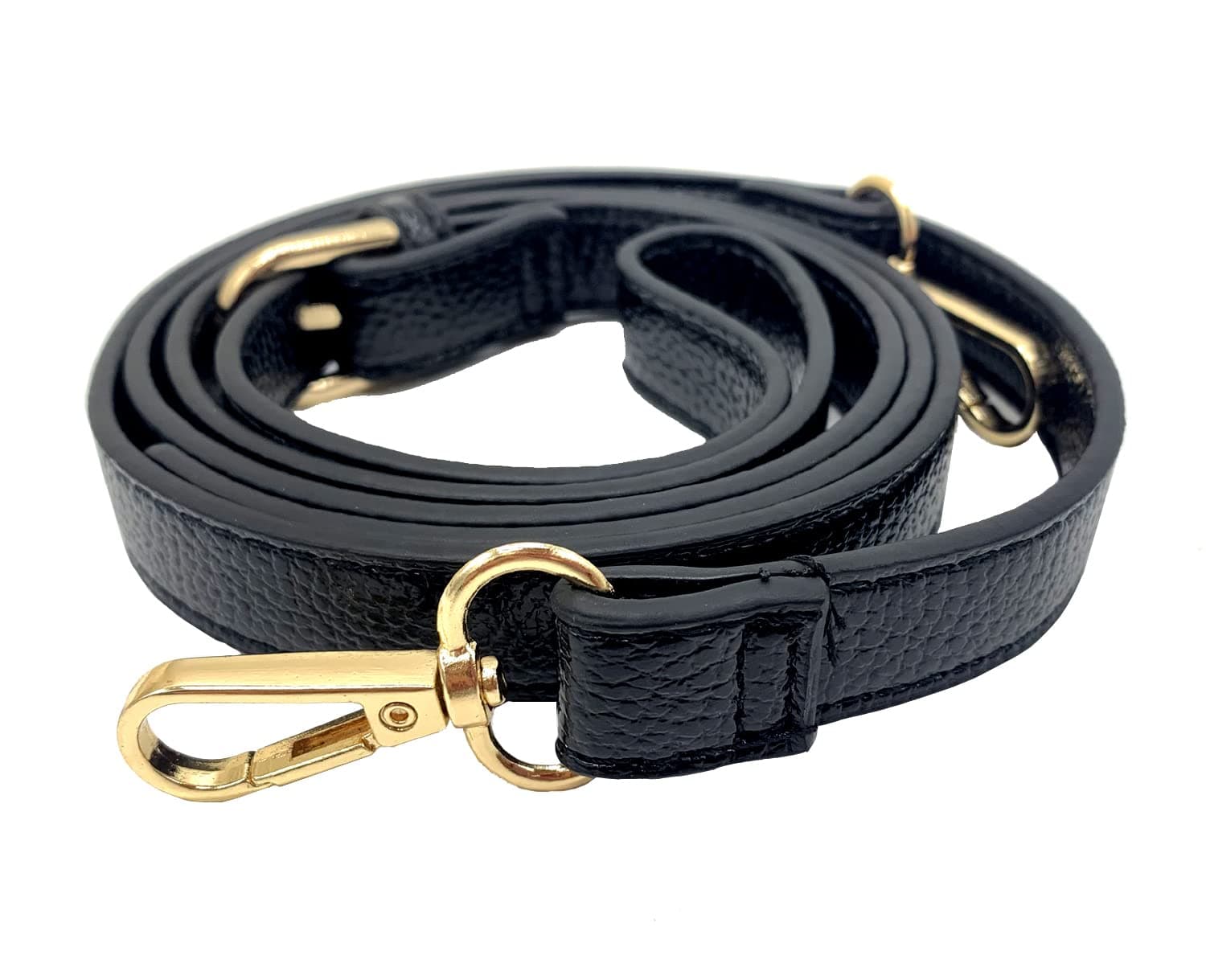 Replacement Adjustable Leather Shoulder Strap With Metal Swivel hooks for Crossbody Bag Briefcase Messenger Bag Shoulder Bag Purse Making -2 CM Width (Gold Buckle)