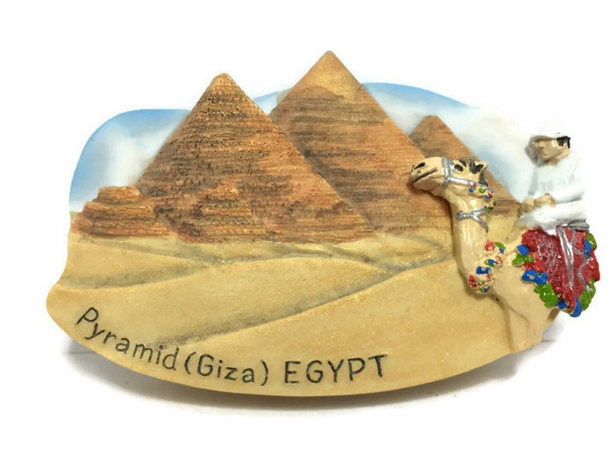 WitnyStore Tiny 3⅛" Giza Pyramid Complex Egypt Magnet - Miniature Hand Made Resin 3D Africa Landmark Tourist Attraction Decorative Refrigerator Fridge Magnets Décor Collectible Traveler Souvenir Gifts