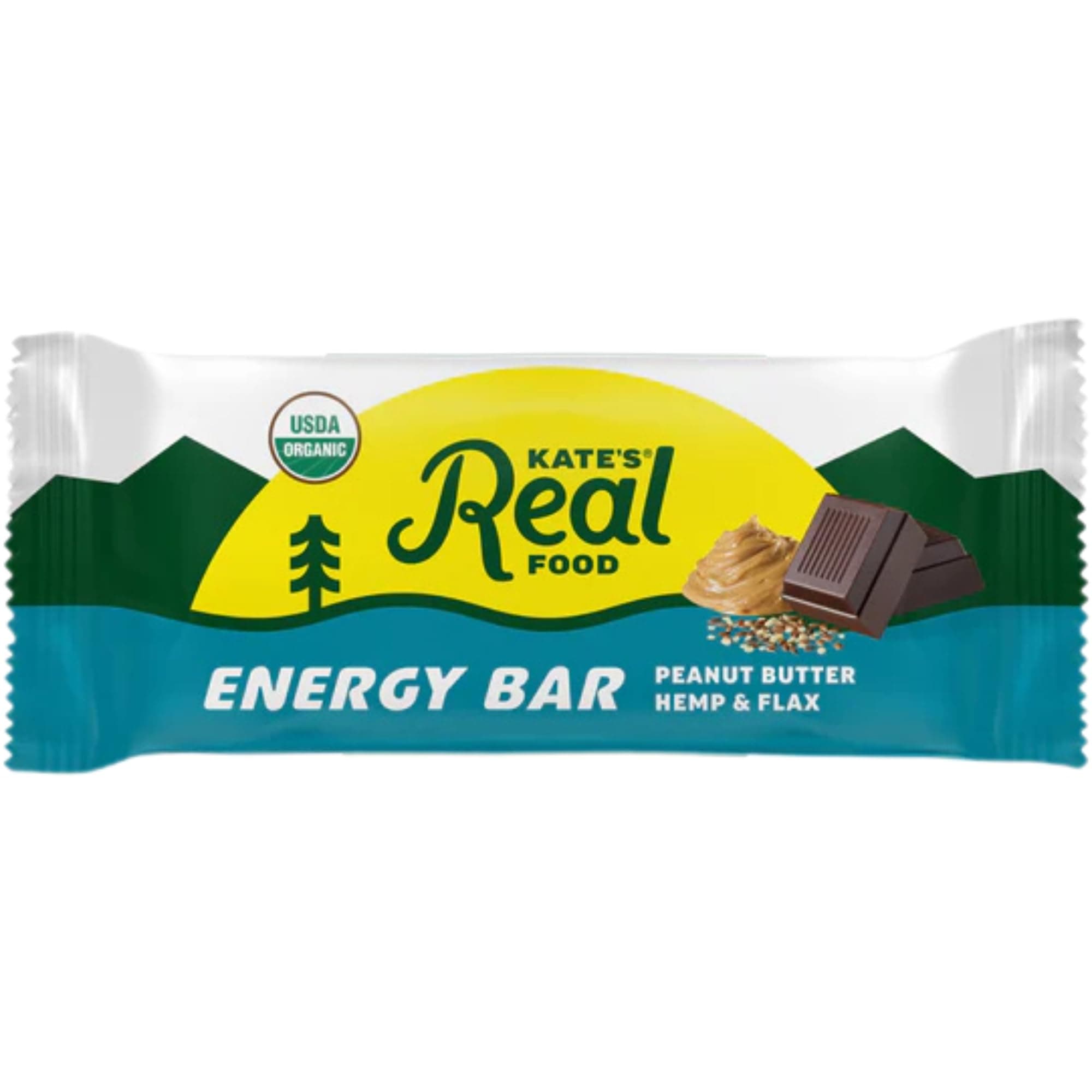 Kate’s Real Food Organic Energy Bars, Non-GMO, All-Natural Ingredients, Gluten-Free and Soy-Free Healthy Snack with Natural Flavors, Peanut Butter Hemp and Flax (Pack of 6)