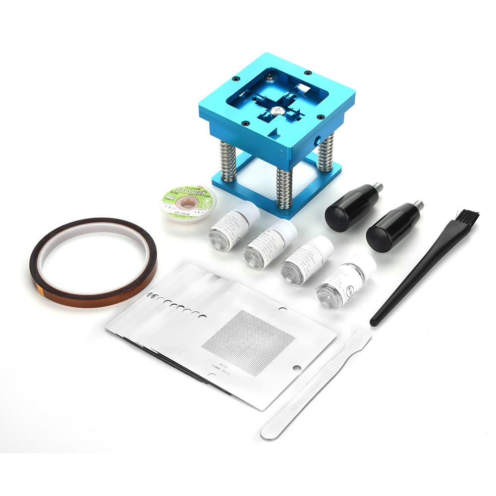 Qiterr BGA Solder Rework Kit, BGA Stencil Holder Reballing Station, Soldering Station with Stencils & Balls