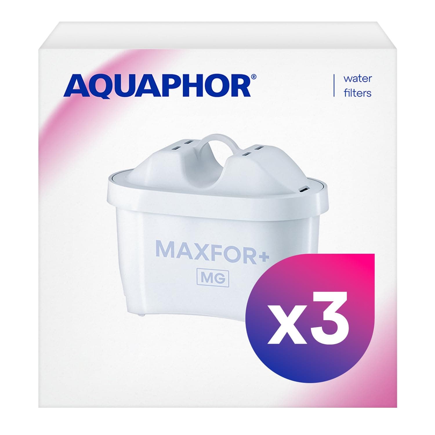 Maxfor+ Replacement Filter with Magnesium Cartridge Pack of 3 - Compatible with All Aquaphor Maxfor+ Filter jugs and Brita Maxtra+ Reduces limescale, Chlorine and Other impurities.