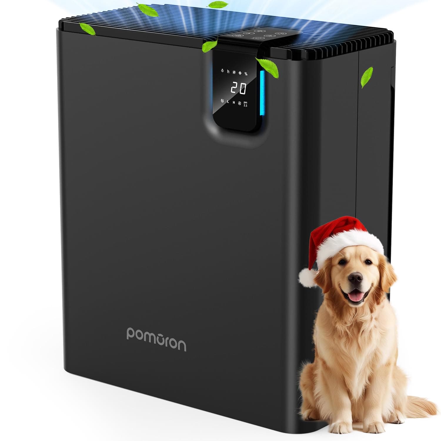 POMORON Air Purifiers for Home Large Room Up to 2500Ft² with Air Quality Sensor&Auto Mode, UV Light, H13 HEPA Air Purifiers Filter 99.97% of Pollen Allergies Smoke Pet Dander for Bedroom, Black