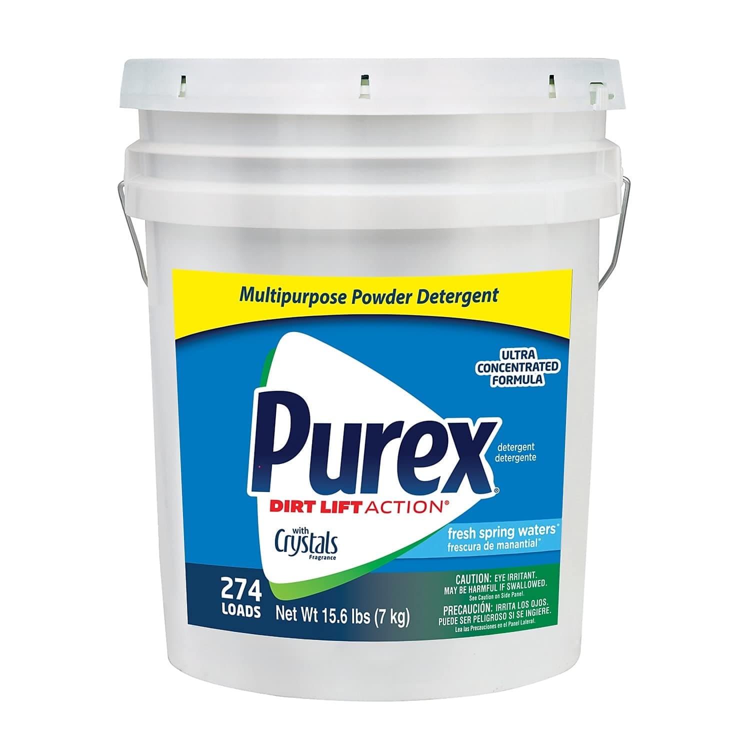 Dial 1729436 Professional Purex Fresh Spring Waters Multipurpose Powder Detergent, 15.6lbs Pail, 274 Load , White