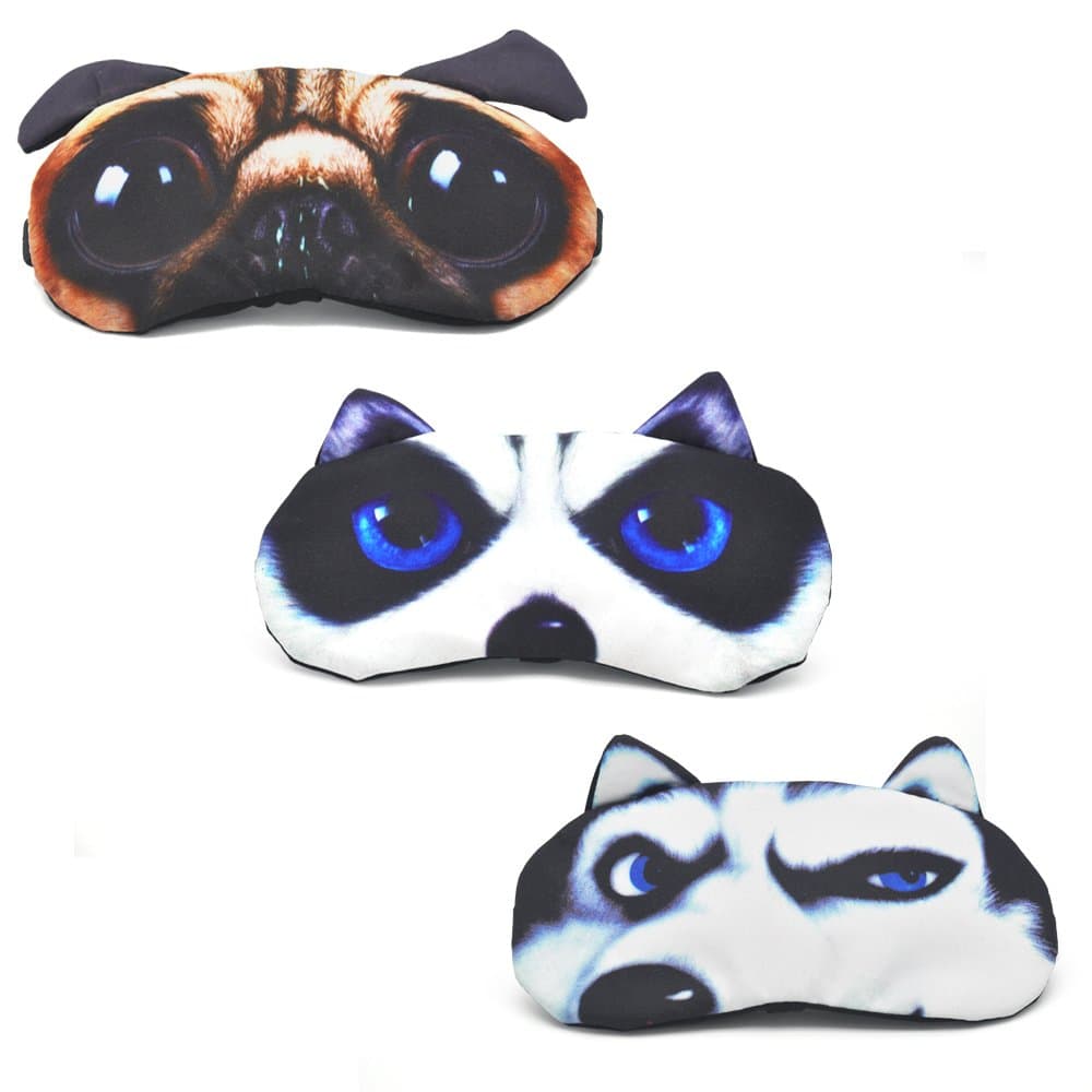 HYCLES Sleep Mask for Kids Sleeping Eye Cover Cute Cartoon Animal Funny 3 Pcs Blindfold Eyeshade for Men Women Plane Travel Game Nap Night Sleeping