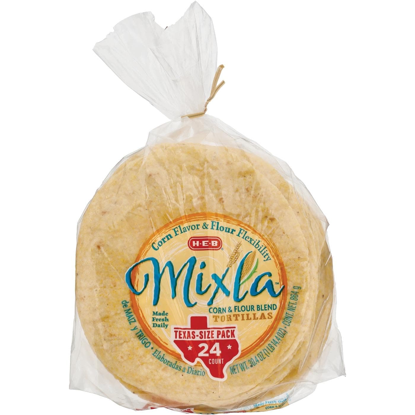 H‑E‑B Mixla Mixed Corn & Flour Blend Tortillas 24 count Tortilla Mixta de Harina y Maiz HEB