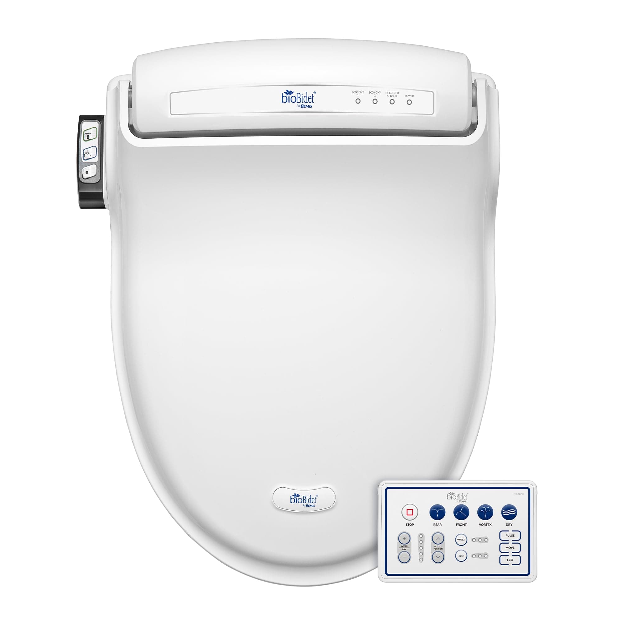 BB1000 Warm Water Bidet Seat, Air Dryer, Heated Seat with Slow Close Lid, Remote Control, Round