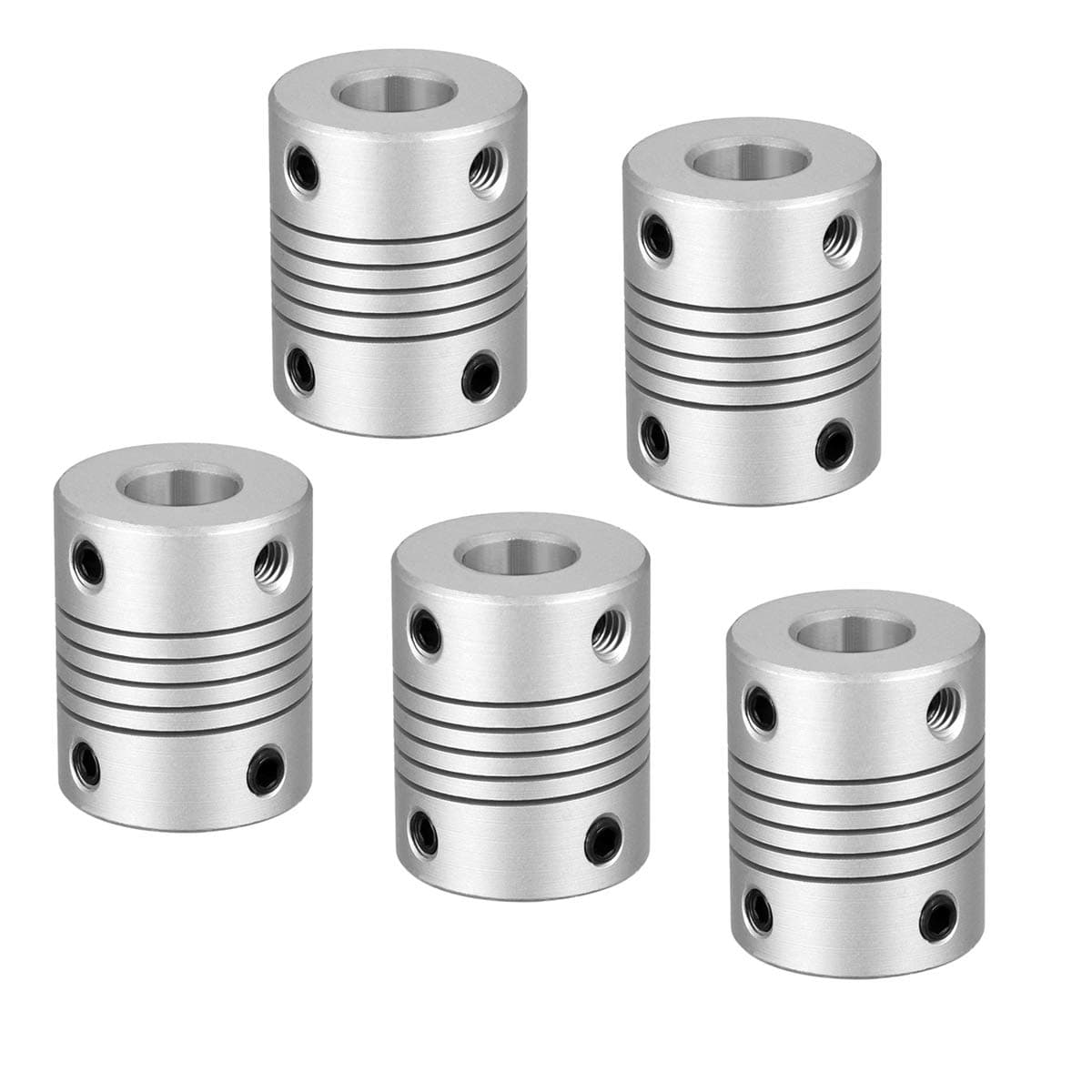RANIT 5Pcs 10mm to 10mm Shaft Coupling 25mm Length 19mm Diameter Stepper Motor Coupler Aluminum Alloy Joint Connector for 3D Printer CNC Machine DIY Encoder