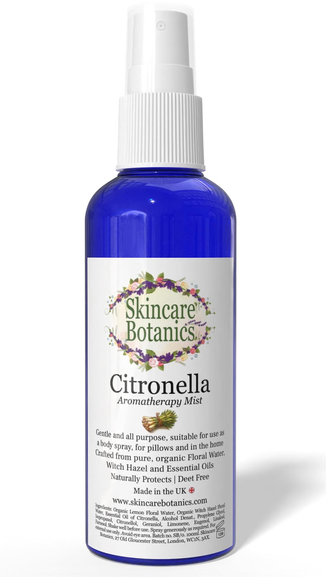 Citronella Spray | Natural Room, Pillow & Body Mist | Bug & Insect Repellent | Deet Free | 100ml