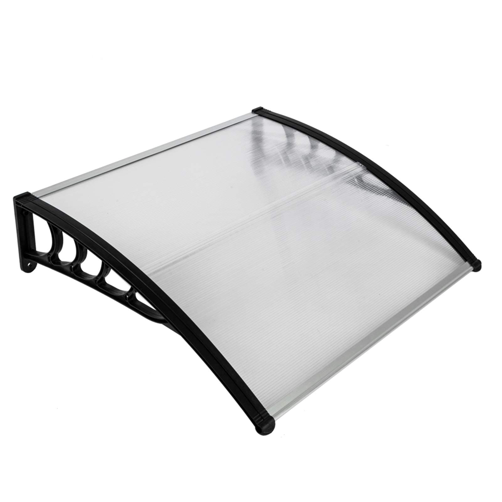 Patio Door Window Awning Canopy, Polycarbonate Cover Front Door Outdoor Patio Awning Canopy UV Rain Snow Protection Hollow Sheet (40 in x 40 in, White Canopy/Black Bracket)(HT-100)