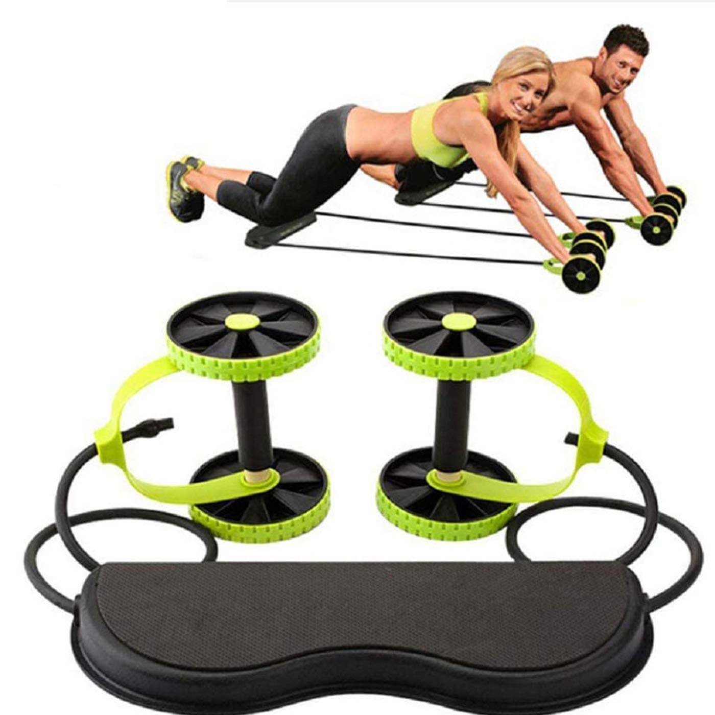 Lolicute Abdominal Trainers Double Ab Roller Wheel Fitness Abdominal Abs Roller Ab Rollers Fitness Equipment Abdominal Exerciser Trainer Puller Roller Slimming Muscle Trainer Workout Tool Resistance Band (NIKUTA)