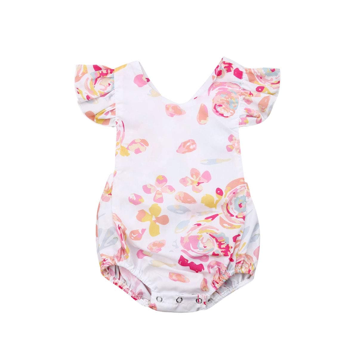 Baby Girl Ruffle Floral Romper Newborn Infant Sleeveless Jumpsuit for 0-18 Months