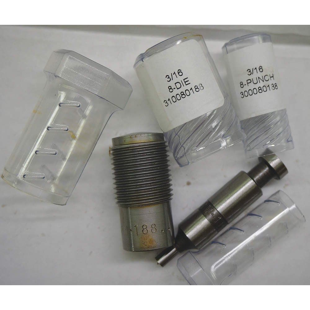 200080188 - Die: 158 ga Capacity (Steel), 8 Punch, 3/16 in Punch Dia, 3/16 in Die Size, Round