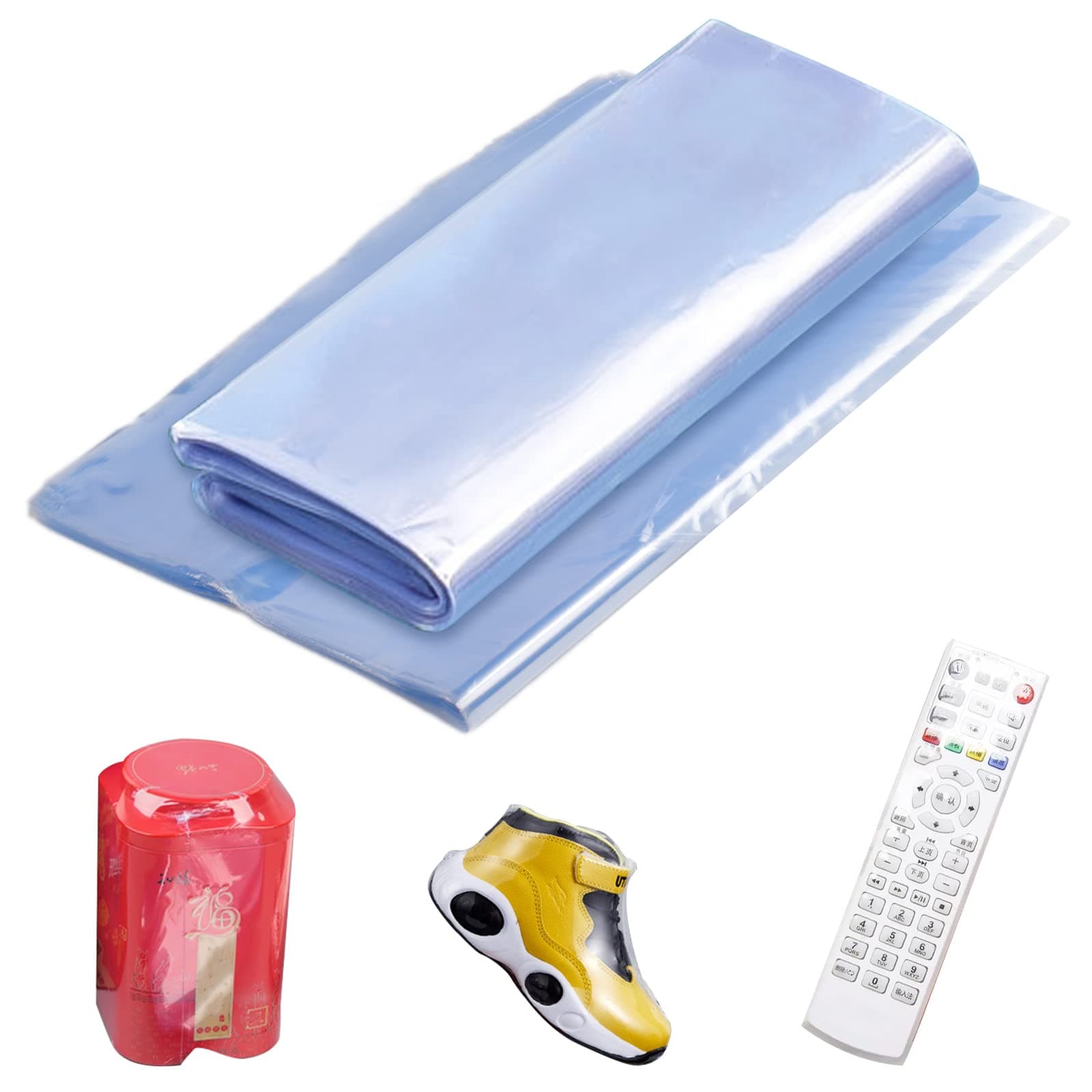 100pcs Shrink Wrap Bags PVC Clear Heat Shrink Wrap 30x 16cm Transparent Heat Shrinkable Film Storage Bag Waterproof Heat Seal Bags for Small Shoes Soap Candle Clothes Diy Craft Gifts