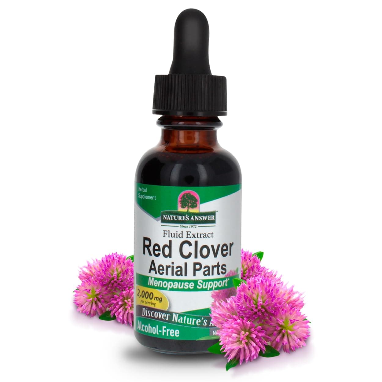 Nature's Answer Red Clover Extract 1 Ounce - Alcohol Free, Women Wellness, Female Support Supplement with Daily Sevrings Extract, Kosher, Gluten Free, Made in USA