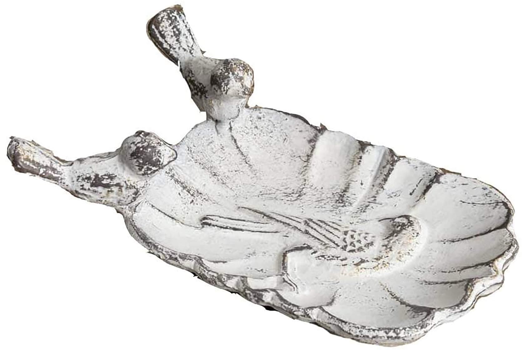 Bird's Nest Gifts and Antiques Soap Dish White Wren Style Cast Iron with Whitewash Effect