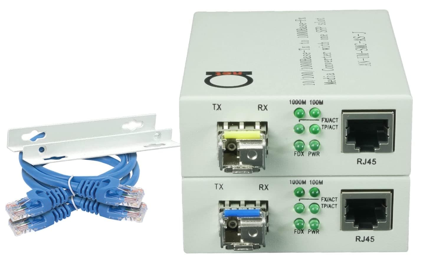 Single Mode LC WDM Single Fiber Bi-Di Gigabit Media Converter - Built-in Fiber Module 20km (12.42 Miles) - to UTP Cat5e Cat6 10/100/1000 RJ-45 - Auto Sensing Gigabit or Fast Ethernet Speed -1 Pair