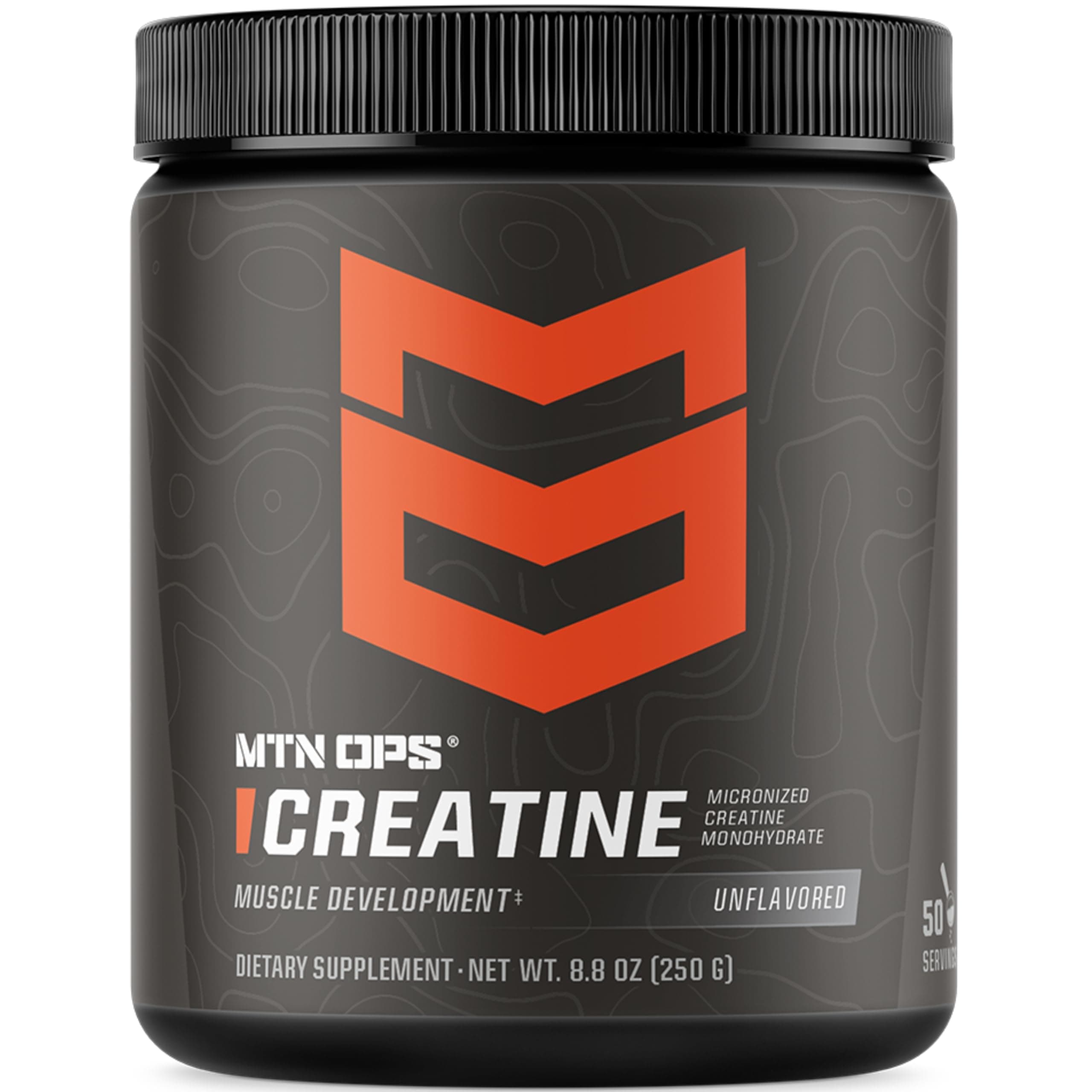MTN OPS Creatine Monohydrate Powder, Unflavored 50 Serving Tub - 100% Pure Micronized for Muscle Mass, Strength & Power
