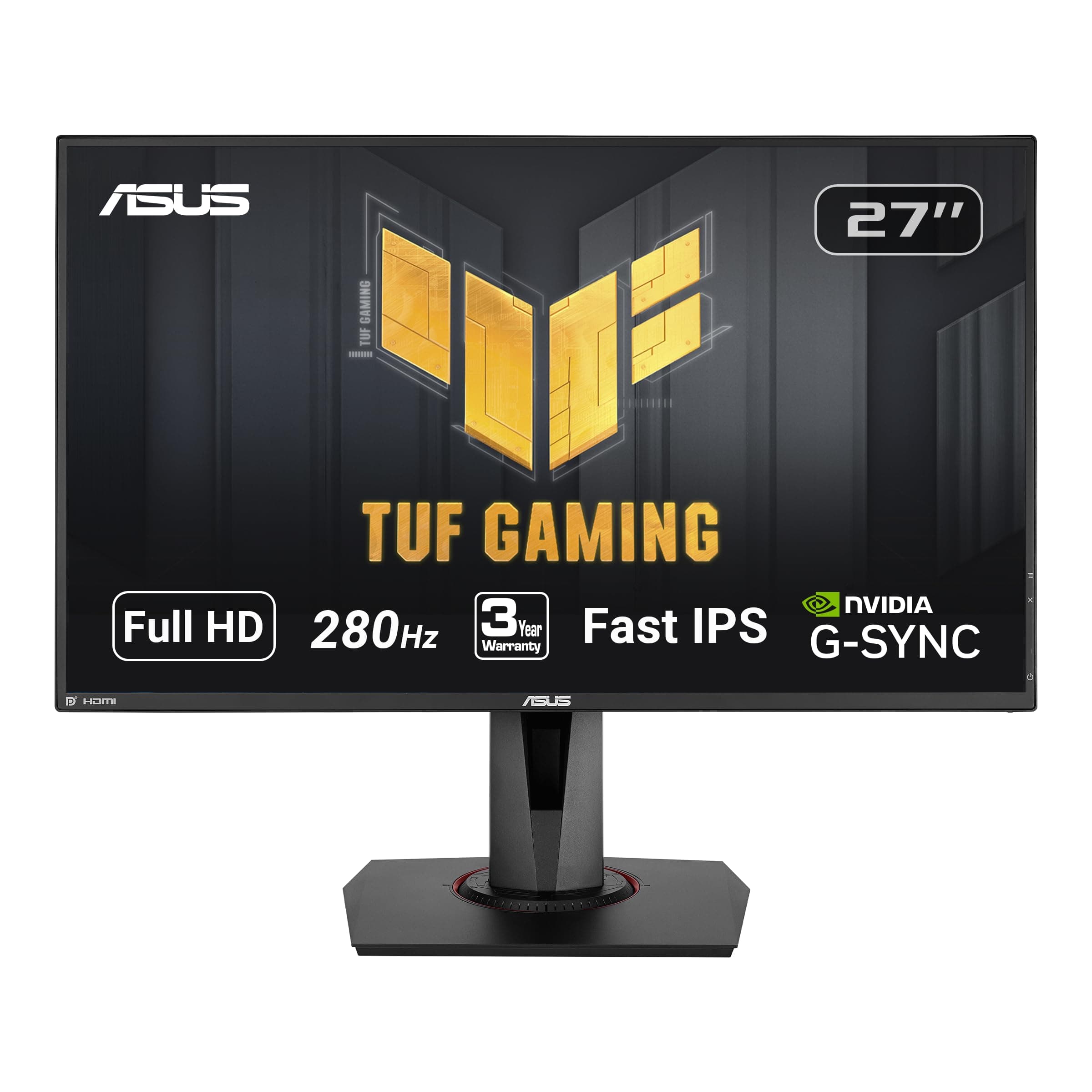 ASUS TUF Gaming VG279QM 27” HDR Monitor, 1080P Full HD (1920 x 1080), Fast IPS, 280Hz, G-SYNC Compatible, Extreme Low Motion Blur Sync (ELMB SYNC), 1ms, DisplayHDR 400, Black