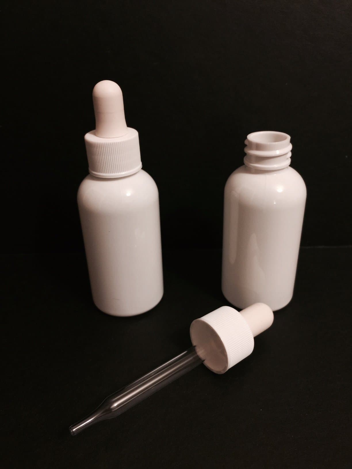 2oz White Plastic (PET) Dropper Bottles with - Pack of 12