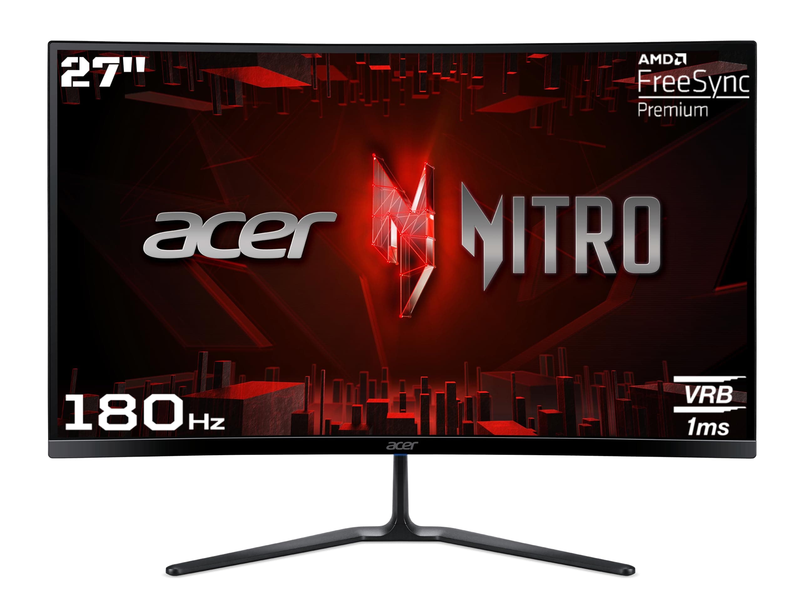 acer ED270R S3 27 Inch (68.58 Cm) Full HD 1500 R Curved Gaming LCD Monitor with LED Back Light I 1MS VRB, 180Hz Refresh Rate I AMD Freesync Premium I 2 x HDMI 1 x Display Port I HDR 10 I Black
