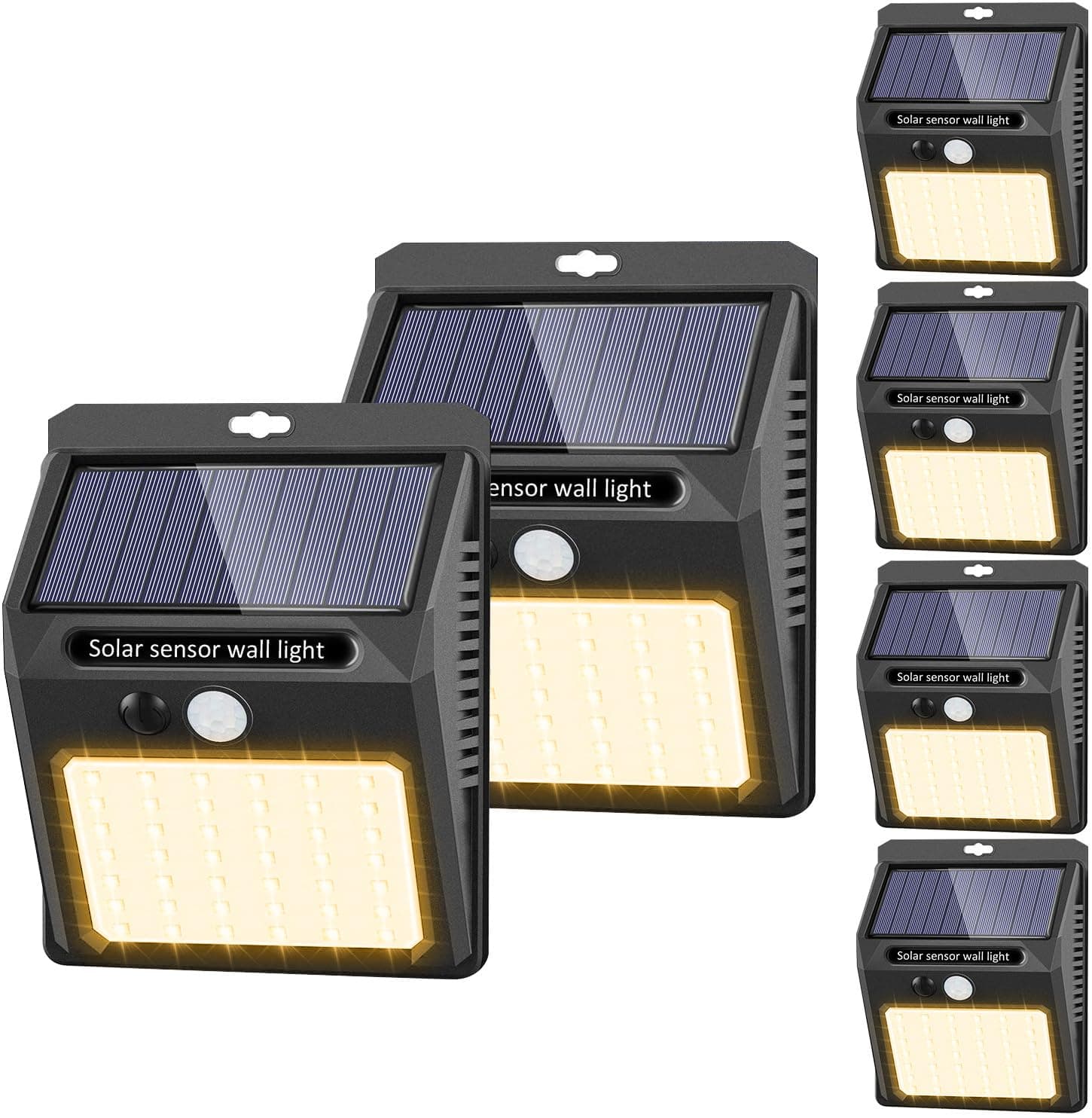 Solar Lights Outdoor, 6 Pack Solar Motion Sensor Outdoor Lights with 3 Lighting Modes, IP65 Waterproof Solar Fence Lights for House (Warm White)