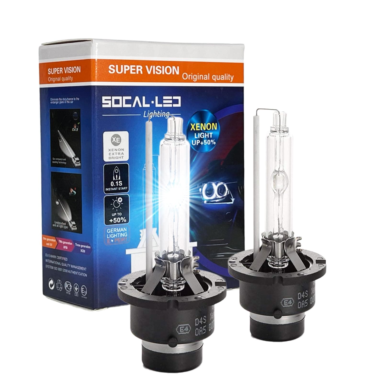 SOCAL-LED LIGHTING D4S 35W Xenon HID Headlight Bulbs - 10000K Deep Blue - 66440 42402 42402WX OEM High Low Beam Direct Replacement - Pack of 2