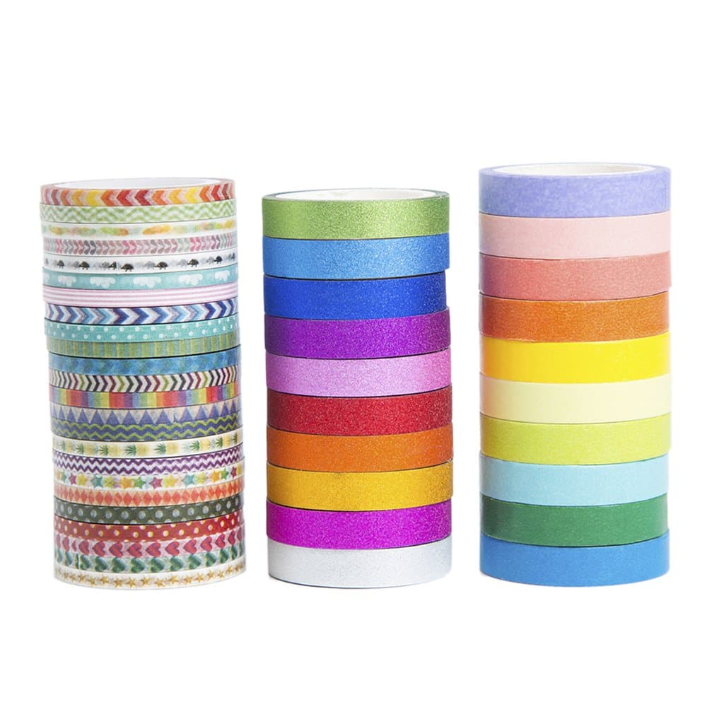 44 Rolls Rainbow Candy Color Skinny Slim Washi Tape Set,Planner DIY Scrapbooking Tape